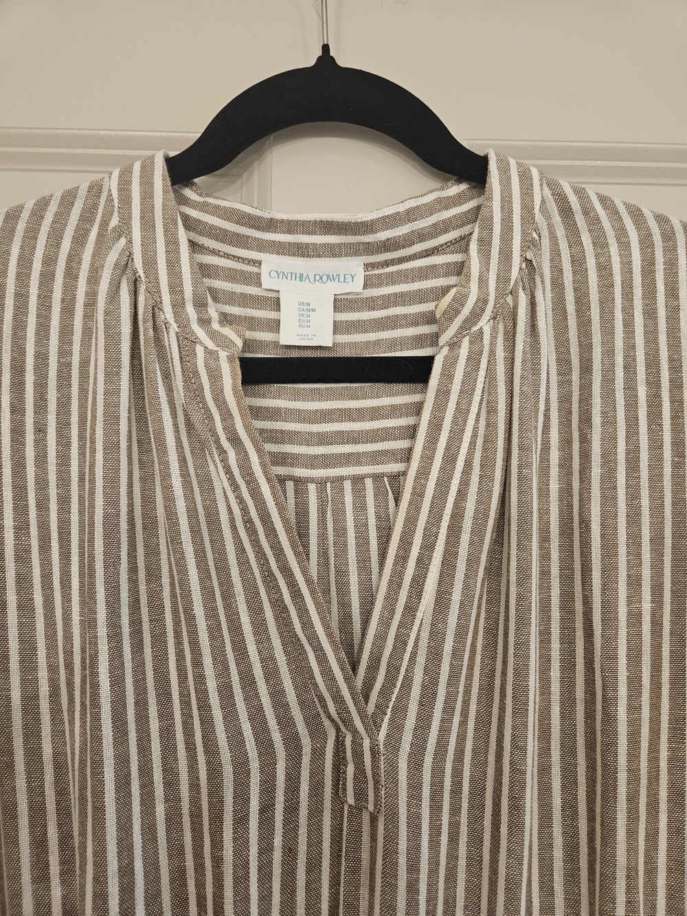 Cynthia Rowley Beige and White Striped Tiered Midi Dress - Picture 3 of 6